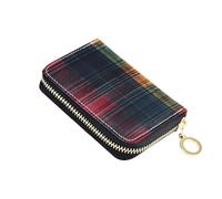 siphylline Rosso e blu Scozia Plaid portafoglio in pelle mens card con 9 slot per carte RFID blocco titolare di carta mens con cerniera