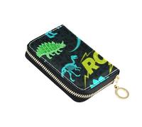 siphylline Ruggente T-rex Pterosauro Ankylosaurus Nero Verde portafogli in pelle per le donne Con 2 slot per contanti RFID Blocco porta carte di credito da donna con cerniera