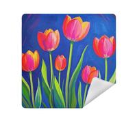 siphylline Sacchetti da toilette in tessuto autoadesivo da viaggio organizer da viaggio 13,8 x 13,8 involucro per articoli da toeletta, tulipani fiore pittura a olio, 21.7x21.7in