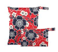 siphylline Sacchetti riutilizzabili piccoli asciutti confezione da 2 sacchetti bagnati per costume da bagno con manici per asilo, balneazione Giappone Vine Pattern Floral Red