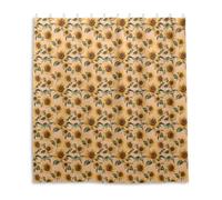 siphylline Set di tende da doccia in materiale impermeabile, 168 x 182 cm, con gancio, safari, girasole, pesca, poliestere, lavabile in lavatrice, grande tenda per bagno lungo