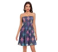 siphylline Shining Stars Dreamy Purple - Abito estivo da donna, casual, elegante, da spiaggia, per casa e ufficio, Shining Stars Dreamy Purple, M
