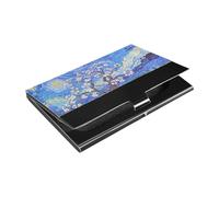 siphylline Starry Sky Pear Blossoms Slim porta biglietti da visita all'aperto con custodia in pelle e acciaio inossidabile con porta carte per proteggere le tue carte