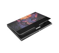 siphylline Street Illustration Art Setting Sun Slim porta carte per biglietti da visita Con organizer per carte in pelle e acciaio inossidabile per viaggi a casa o in ufficio