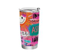 siphylline Sun Colorful Art Words Doodle Cannuccia in acciaio inox, bottiglia d'acqua isolata sottovuoto coperchio viaggio tazze isolate per la scuola, sport, asilo nido, campeggio e altro ancora, 590