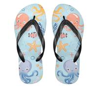 siphylline Sveglio cartone animato creature marine donne di gomma flip flop cuscino donna flip per spiaggia, Carino Cartoon Sea Creature, Medium