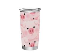 siphylline Tazza da caffè da viaggio in acciaio inossidabile rosa con maiale carino, tazze da donna per scuola, sport, asilo nido, campeggio e altro ancora, bicchiere isolato da 590 ml