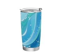 siphylline Tazza da caffè isolata in acciaio inossidabile blu astratta con onde d'acqua da viaggio resistente alle perdite, adatta in auto per scuola, sport, asilo nido, campeggio e altro ancora