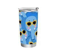 siphylline Tazza da caffè isolata in acciaio inossidabile con elefante in stile cartone animato, da viaggio, resistente alle perdite, a prova di fuoriuscite, per un bicchiere isolato sicuro da 20 once