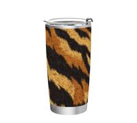 siphylline Tazza da viaggio in acciaio inox con motivo retrò tigri marroni da 590 ml, tazza da viaggio per acqua, tè freddo o caffè, bicchiere riutilizzabile da 590 ml