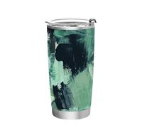 siphylline Tazze da caffè in acciaio inox con coperchio, colore nero e verde pastello con coperchio, tazze da viaggio isolate per scuola, sport, asilo nido, campeggio e altro ancora, bicchiere