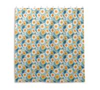 siphylline Tenda da doccia in tessuto resistente all'acqua con gancio, stile bohémien, semplice girasoli, in poliestere, lavabile, per doccia, 168 x 183 cm