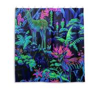 siphylline Tenda da doccia moderna in tessuto impermeabile con gancio, 168 x 183 cm, motivo animali della giungla, verde fluo, verde menta, in poliestere, lunga e lavabile, per la casa e il bagno