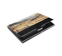 siphylline The Cowboy Ranch in Montana Porta biglietti da visita ultrasottile con porta carte in pelle e acciaio inossidabile per proteggere le tue carte