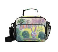 siphylline The Easter Bunny is Hiding Eggs Lunch Box Donne con Porta Bottiglia D'acqua Crossbody Borsa Pranzo con Tracolla Ragazze Outdoor