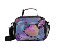 siphylline Tropical Leaves Vapor Wave Style Purple Blue Insulated Lunch Box Thermal Insulated Lunch Box Tote Bag con tracolla Ragazzi Picnic