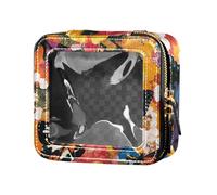 siphylline Trousse da viaggio in pelle trasparente impermeabile con farfalle e fiori dai colori vivaci, Farfalle e fiori dai colori vivaci, 1 size