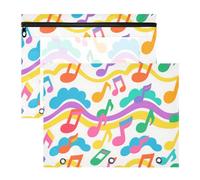 siphylline Trousse per cosmetici, trasparente, portapenne, per raccoglitori a 3 anelli, confezione da 2 pezzi, per insegnanti, classe, note colorate, motivo a onde