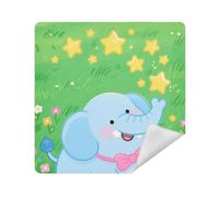 siphylline Trucco Sacchetti Panno Autoadesivo Viaggio Toiletry Organizer Wrap 13.8 X 13.8 Wrapper Trucco Sacchetto Per Le Donne, Elefanti blu carino cartone animato, 13.8x13.8in