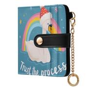siphylline Trust The Process Swan - Portafoglio da donna sottile pieghevole in pelle PU con scomparti per carte di credito, per ragazze e donne