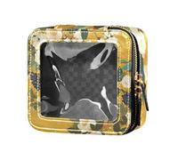 siphylline Ukiyo-e - Beauty case da viaggio con fiori e viti bianche, gialle, graziose, trasparenti, impermeabili, da viaggio, piccola borsa per cosmetici da viaggio, ukiyo-e stile FIORE e viti