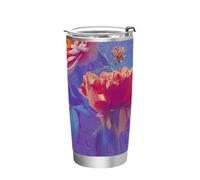 siphylline Vapor Wave Style Fiori Viola Rosso In Acciaio Inox isolato bottiglia d'acqua Coperchio tazza da caffè 20oz per caffè riutilizzabile bicchiere 20oz