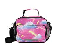 siphylline Vapor Wave Style Lightning Red Lunch Box per le donne grande isolato Lunch Box Tote Bag con tracolla insegnante campeggio