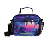 siphylline Vapor Wave Style Tropical Tree Sun Blue Lunch Bag isolato termico pranzo borsa termica con tracolla Teen School