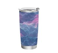 siphylline Vapor Wave Style Water Blue Viola Acciaio inossidabile tazze da caffè riutilizzabili con coperchi Resistente alle perdite Tazza da caffè Flip per andare per bevande calde e fredde semplice