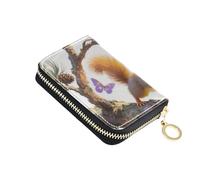 siphylline Wild Animal Scoiattolo American Anime Style Colorful pelle donna portafoglio carta di credito Con 2 slot per contanti RFID Blocco porta carte di credito con cerniera