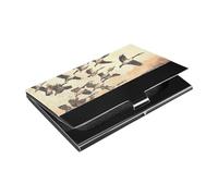 siphylline Wild Geese Brown Sky - Custodia ultrasottile per biglietti da visita, in pelle e acciaio inox, per proteggere le tue carte di credito
