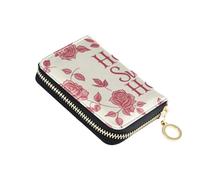 siphylline William Morris Style Home Sweet Home Rose Red portafoglio in pelle con 2 slot per contanti RFID blocco protezione carte di credito con cerniera