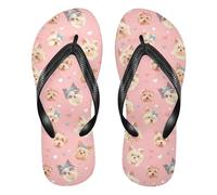 siphylline Yorkshire Terrier cani chic pesca gomma infradito per le donne di supporto infradito sandalo per le vacanze, Yorkshire Terrier Cani Chic Pesca, X-Large