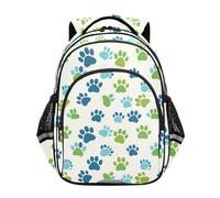siphylline Zaini da viaggio per bambini, ragazzo/ragazza, per la scuola, per bambini, da viaggio, con impronte di zampe, blu e verde, Paw Prints Blu Verde, Medium