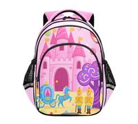 siphylline Zaino casual per adolescenti, borsa per libri per la scuola, adolescenti, ragazzi, casual, a tracolla, con castello delle principesse dei cartoni animati, rosa, Cartone animato Principessa