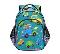 siphylline Zaino casual per ragazzi ragazze borse per computer portatile bambini zaino da viaggio mostri auto colorato verde, Mostri Auto Colorato Verde, M