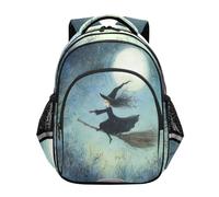 siphylline Zaino dal design pulito per ragazzi e ragazze borsa per libri scolastici adolescenti ragazzi casual zaino a tracolla zaino A Witch Is Flying, Una strega sta volando, M