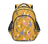 siphylline Zaino giornaliero per adolescenti, borsa per la scuola, ragazzi e adolescenti, zaino da viaggio con fiori e fate, giallo, Fata dei fiori dei cartoni anim, Small