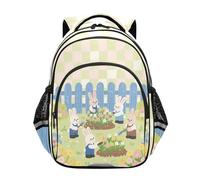 siphylline Zaino per la scuola per ragazze adolescenti borsa scuola ragazzi viaggio zaino carino conigli giardiniere verde, Carino Conigli Giardiniere Verde, Medium
