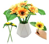 SIPLIV 20 penne a sfera con girasole artificiale, a forma di fiore creativo, per scuola, ufficio, casa, regalo per insegnanti, studenti, bomboniere, colore nero