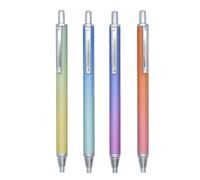 SIPLIV 4 penne stilografiche a pressione, retrattile, in metallo, pennino extra fine (0,38 mm), con convertitore di inchiostro, argento sfumato