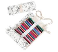 SIPLIV canvas roll-up pencil wrap, disegno da viaggio matite colorate custodia per artista, cielo stellato bianco 36 fori (matite non incluse)