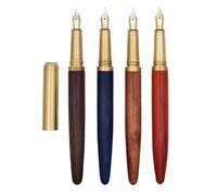 SIPLIV Set di 4 penne stilografiche in legno vintage, realizzate a mano, in legno colorato, con pennino da 0,5 mm, per scrivere su diari, scuola, ufficio, tipo A