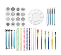 SIPLIV set di strumenti di punteggiatura mandala mandala stencil palla stilo pennello asta acrilica vassoio di vernice set per rocce parete in tessuto nail art pittura da colorare - 40 pezzi