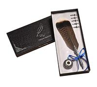 SIPLIV Set pennini piuma anticato penna calligrafica piuma, 5 pennini diversi modelli pennino e supporto, regali penna natalizia regali compleanno natale - stile E