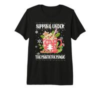 Sipping Under The Mistletoe Magic Christmas Coffee Lover Maglietta Premium
