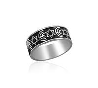 SIPURIS Anello a forma di stella di David, per uomini e donne, anello Hanukkah Menorah, squisito gioiello religioso ebraico in acciaio inossidabile, Acciaio inossidabile, Non pietra preziosa
