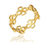 SIPURIS Anello celtico portafortuna a forma di quadrifoglio irlandese a forma di trifoglio portafortuna, amuleto protettivo per donne e adolescenti, 10, Acciaio inossidabile, Nessuna pietra preziosa