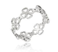 SIPURIS Anello celtico portafortuna a forma di quadrifoglio irlandese a forma di trifoglio portafortuna, amuleto protettivo per donne e adolescenti, 11, Acciaio inossidabile, Nessuna pietra preziosa