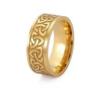 SIPURIS Anello con nodo celtico della trinità con nodo strege, anello a triquetra irlandese, in acciaio inossidabile, anello vichingo nordico, gioiello da uomo, donna